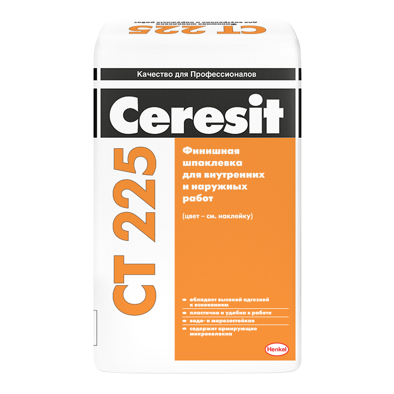 Шпатлевка финишная цементная Ceresit CT 225 серая 25 кг