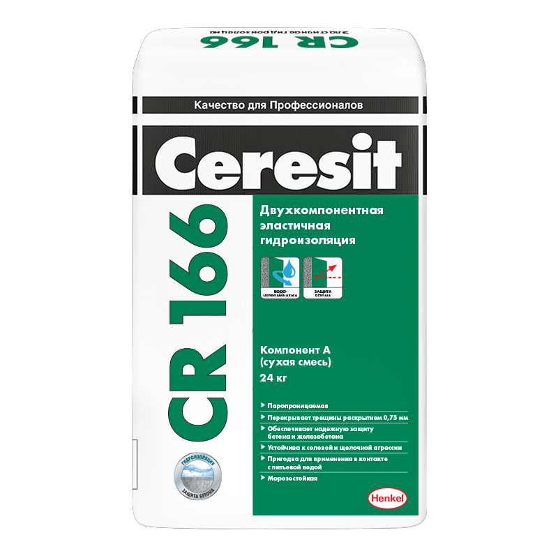 Масса гидроизоляционная Ceresit CR 166 компонент А 24 кг