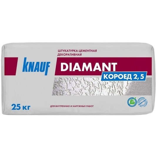 Штукатурка цементная декоративная Knauf Диамант Короед 2,5 мм белая 25 кг